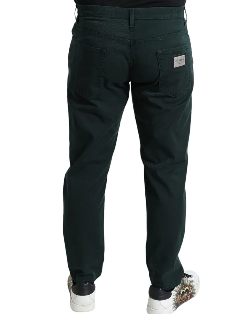 Dolce & Gabbana Green Cotton Stretch Skinny Men Denim Jeans Elastane Clothing Green