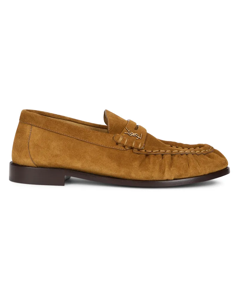 Saint Laurent Women's Loafers Camel Suede Calfskin Camel