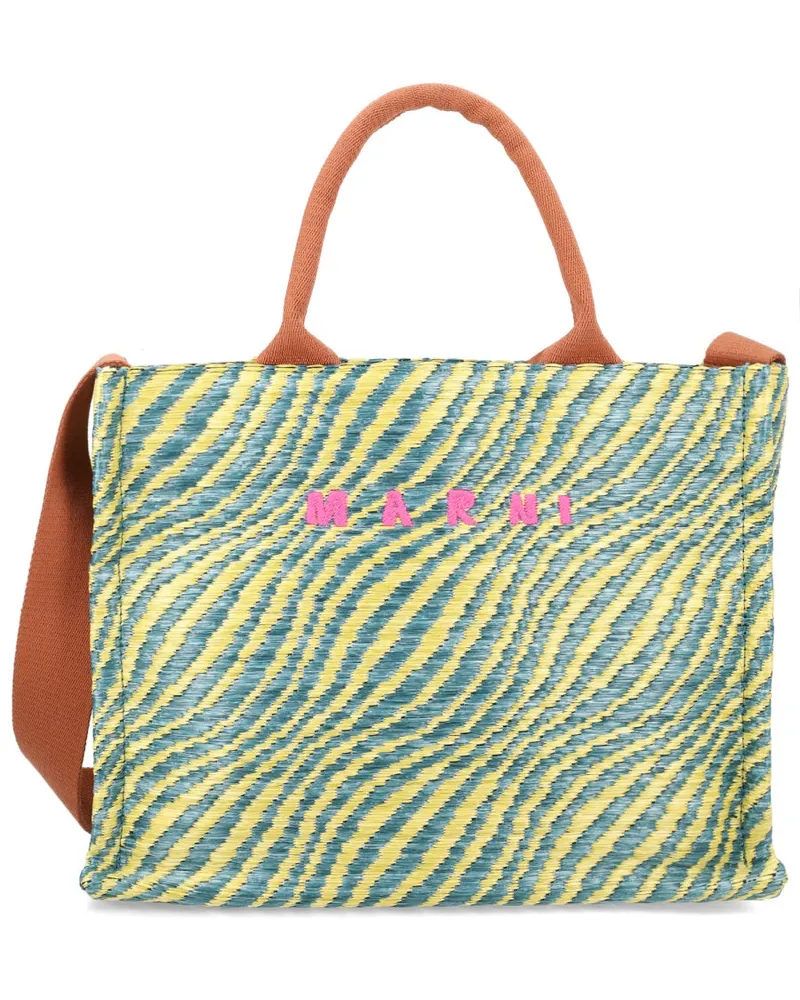 Marni Women's Tote Bag With Logo Green Polyamide Handbags Hand Yellow