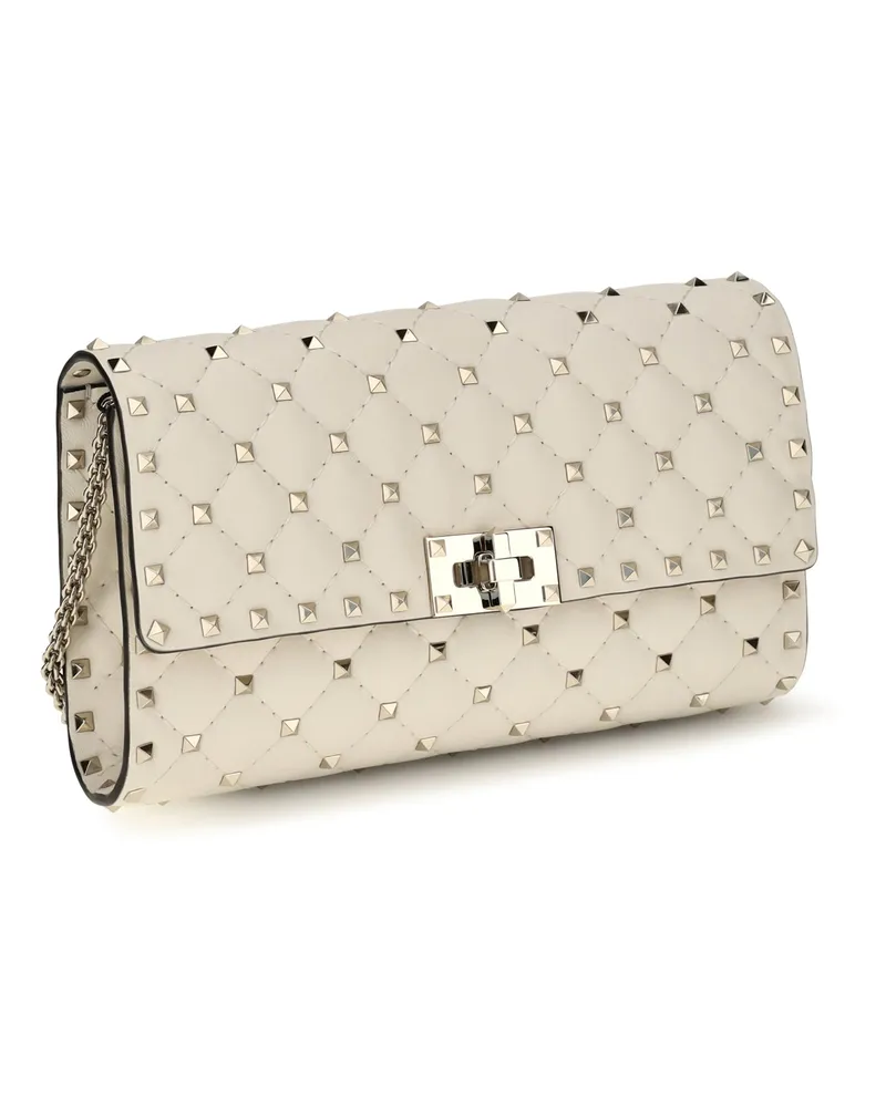 Valentino Garavani Women's Shoulder Bag | Rockstud Spike Nappa-Pl Light Ivory Calf Leather Bos Taurus Beige