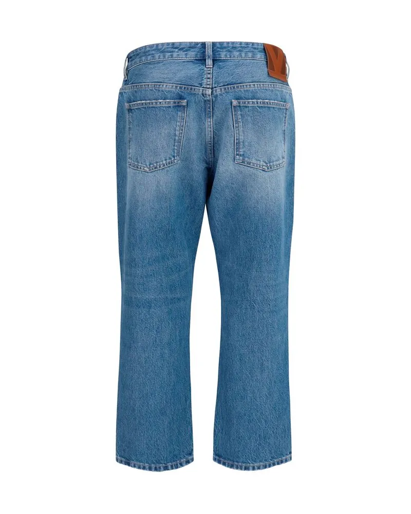 Valentino Garavani Women's Blue Cotton Straight-Leg Jeans Clothing Blue