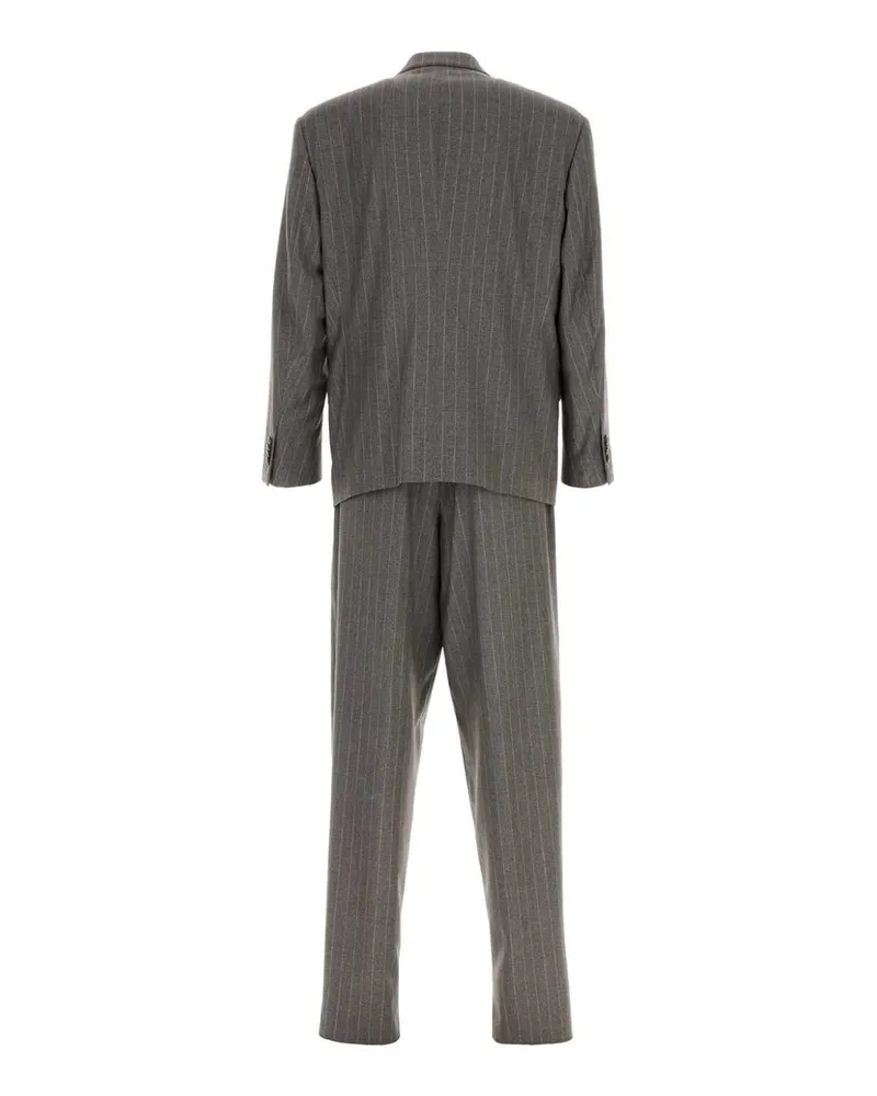 Giorgio Armani Virgin Wool Pinstriped Pant Suit — Gray Gray