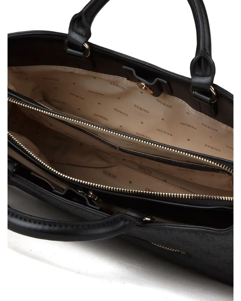 Guess Women's Satchel Bag Coal Logo Polyurethane - Satchel-Bags Black