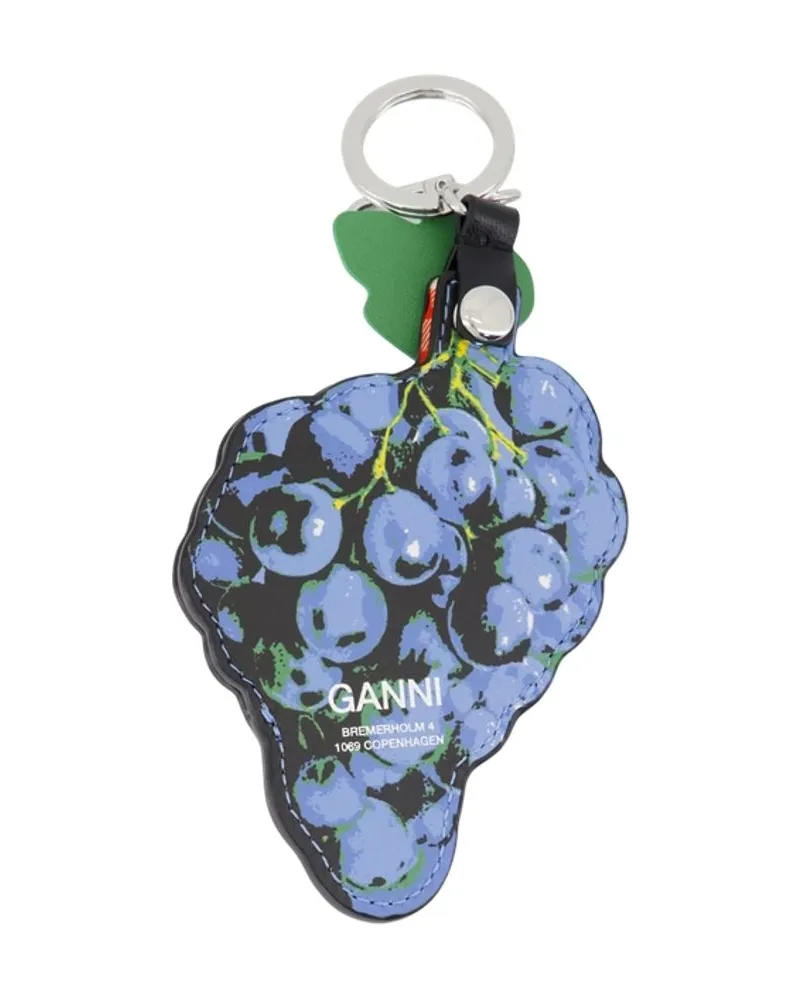 Ganni Women's Grape-Shaped Leather Wallet Blue Calfskin Blue