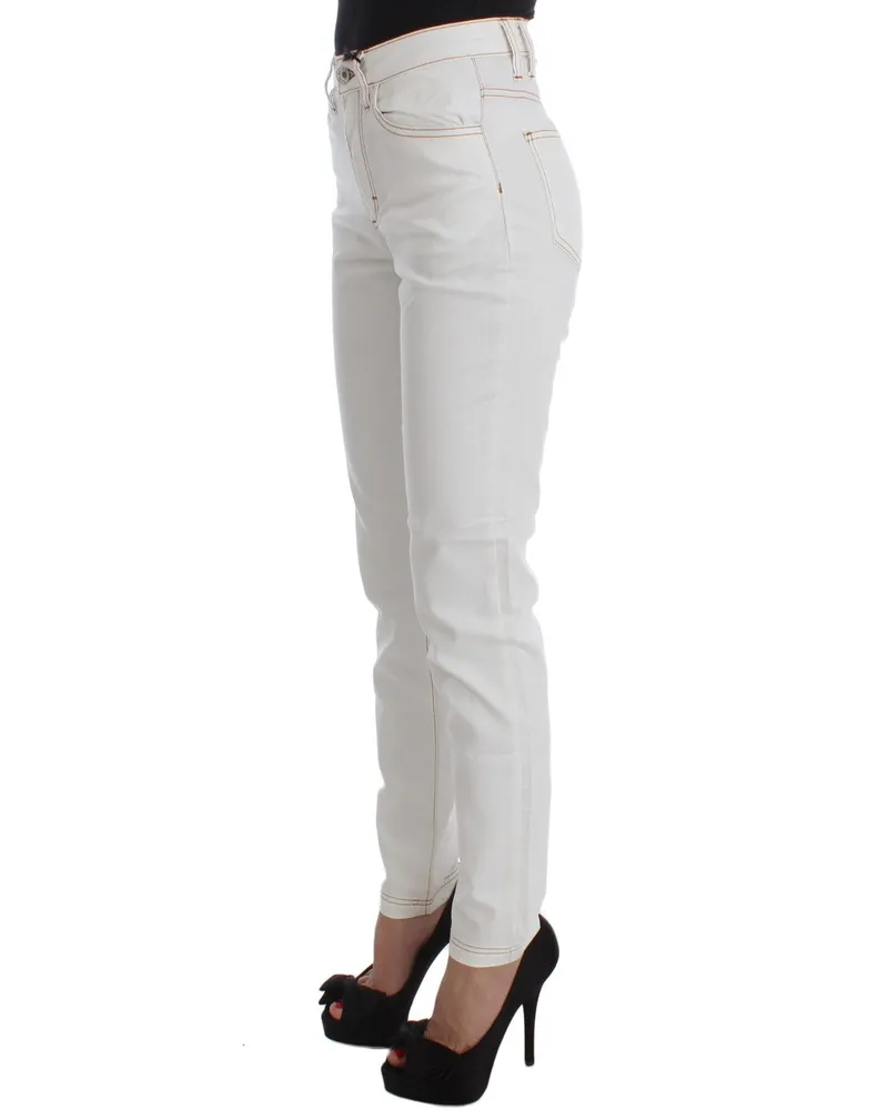 Roberto Cavalli Women's White Cotton Blend Slim Fit Jeans Clothing White