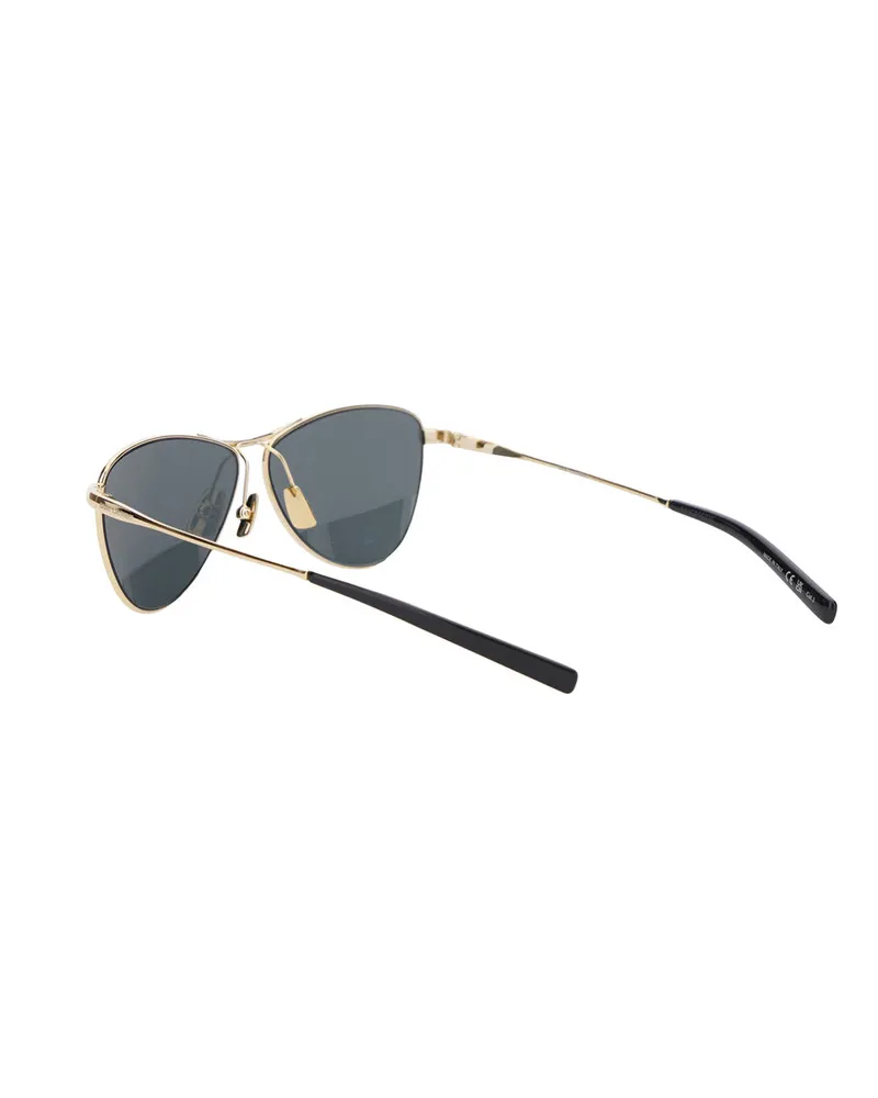 Saint Laurent Women's Gold Tone Sunglasses With Engraved Logo Metallic Metal Gold