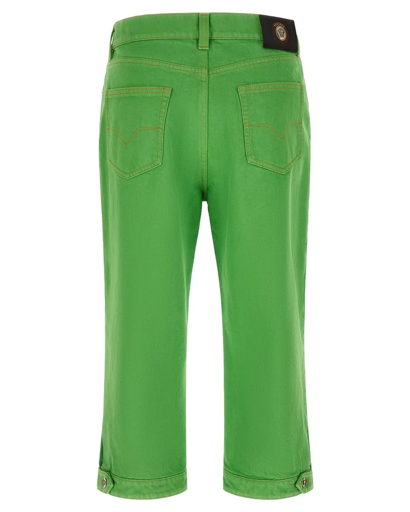 Versace Women's Bicolor Cotton Cropped Jeans Clothing Green