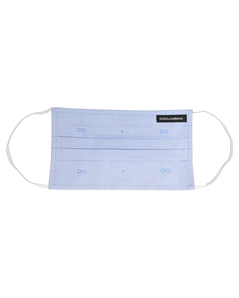 Dolce & Gabbana DG Monogram Cotton Face Mask — Blue Blue