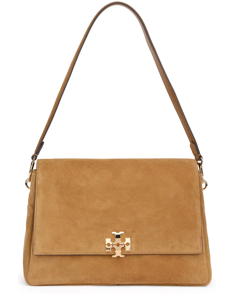 Tory Burch Women's Shoulder Bag Wild Tobacco Suede Cow Hide Handbags Hand Brown