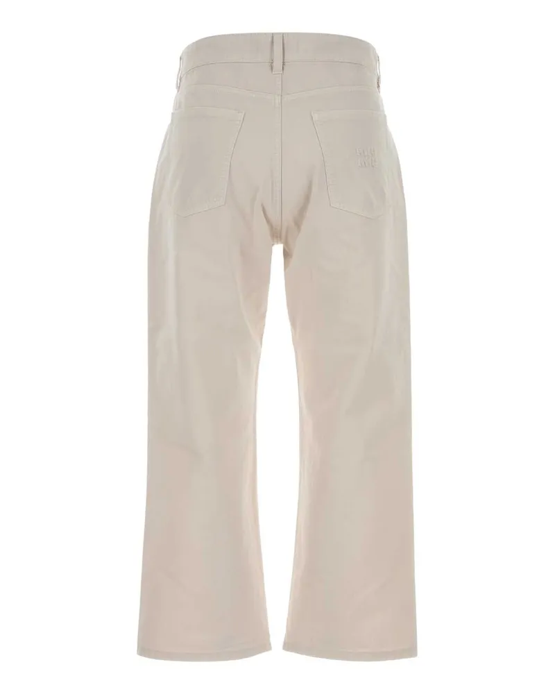 Miu Miu Women's Ivory Cotton Pant Bianco Exterior: Pantaloni Trousers Beige