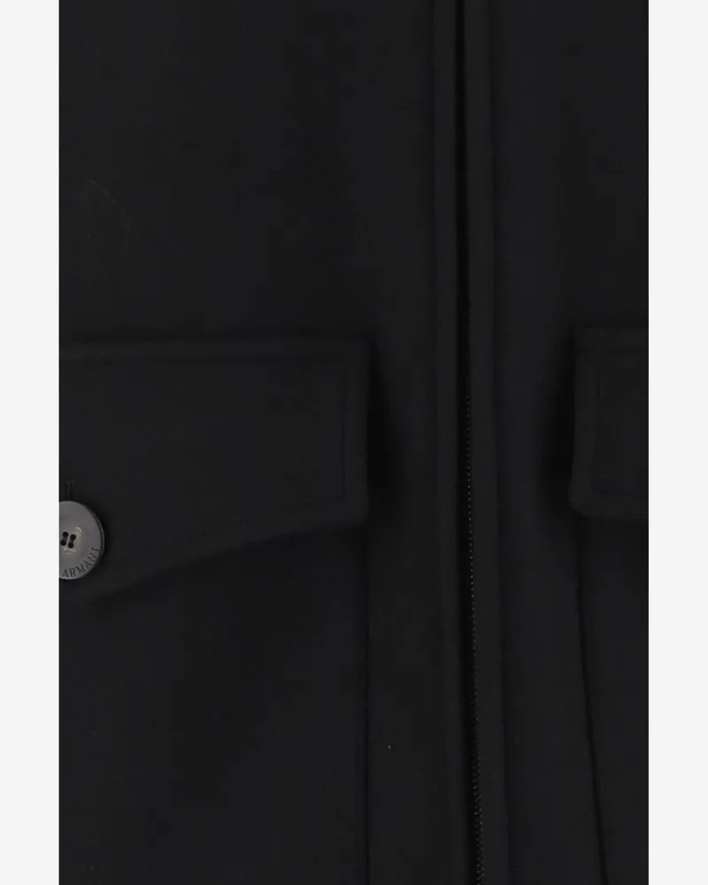 Giorgio Armani Men's Coat Wool-Cashmere Black Black