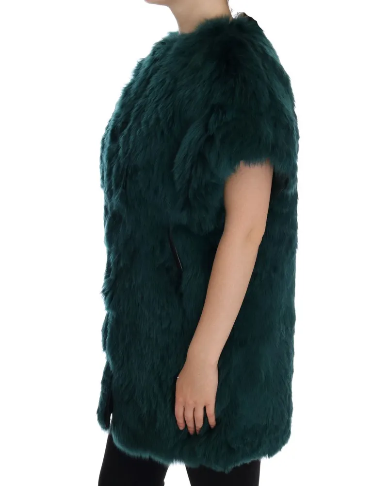 Dolce & Gabbana Women's Green Alpaca Fur Vest Sleeveless Jacket Clothing Green