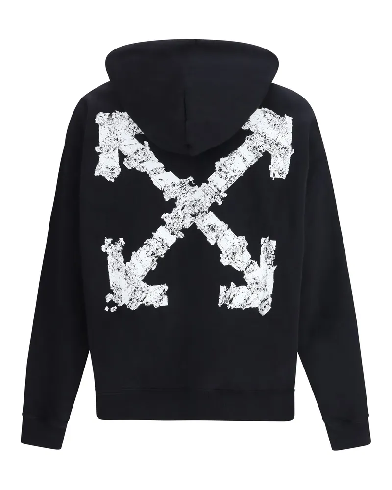 OFF-WHITE Men's Heraldic Treshold Arrows Skate Hoodie Black Cotton Sweatshirts Sweater Black