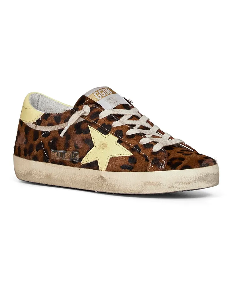Golden Goose Women's Sneakers Super-Star Leopard Pony Skin Multicolour Calf Leather Trainers Multicolor