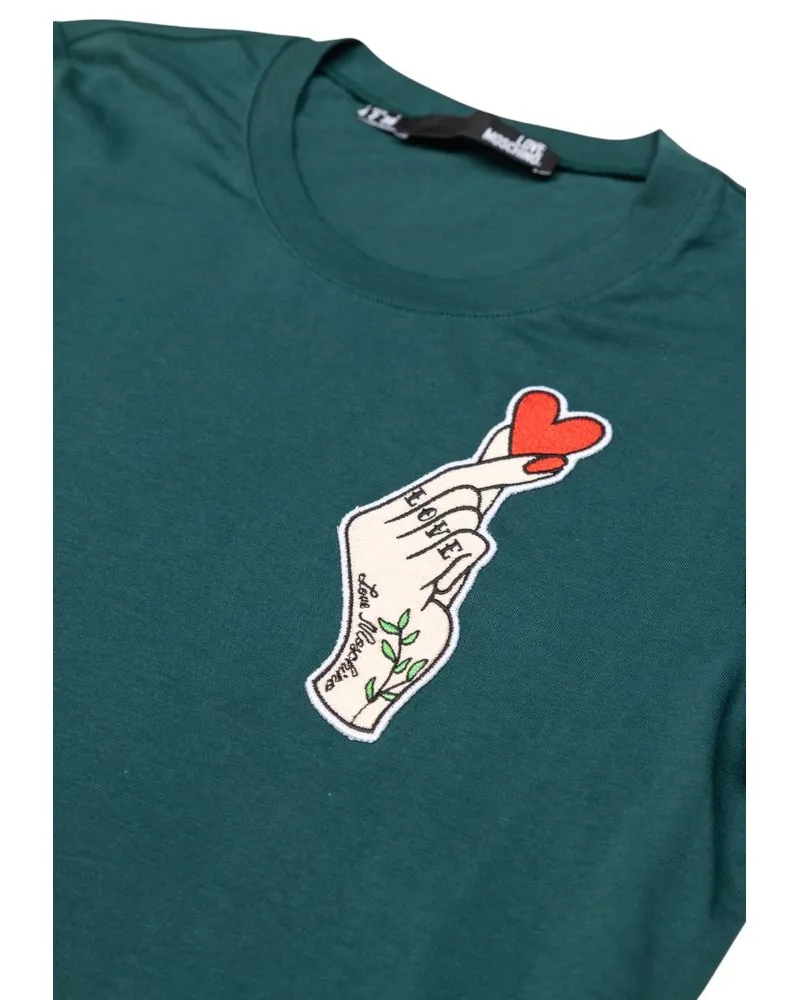 Moschino Women's Black Cotton T-Shirt Green
