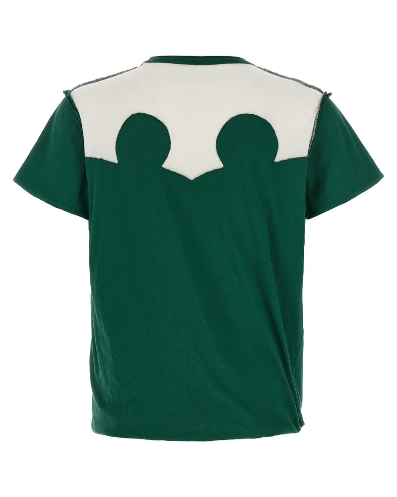 Maison Margiela Men's Bicolor Cotton T-Shirt Green