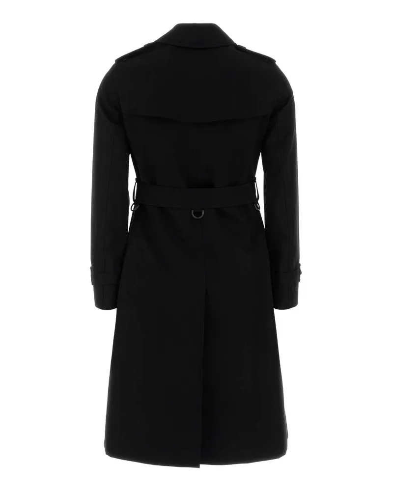 Burberry Women's Black Gabardine Trench Coat Cotton Black