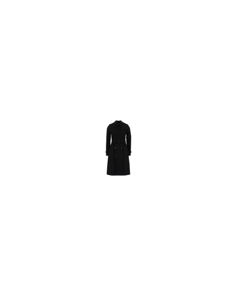 Burberry Women's Black Gabardine Trench Coat Cotton Black