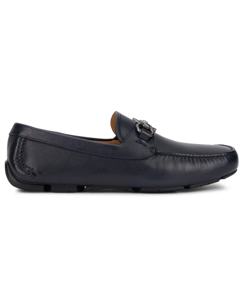 Ferragamo Men's Moccasins Gancini Black Calfskin Loafers Black