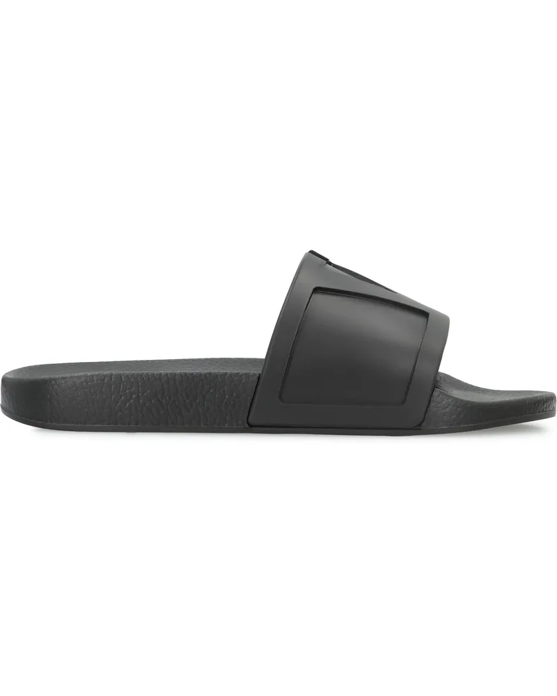 Valentino Garavani Men's Valentino Coolside Rubber Slides Black Flip Flops Black