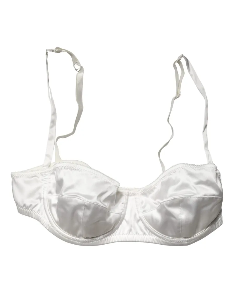 Dolce & Gabbana Women White Semi-Pad Underwire Balconette Underwear Elastane Silk Clothing White