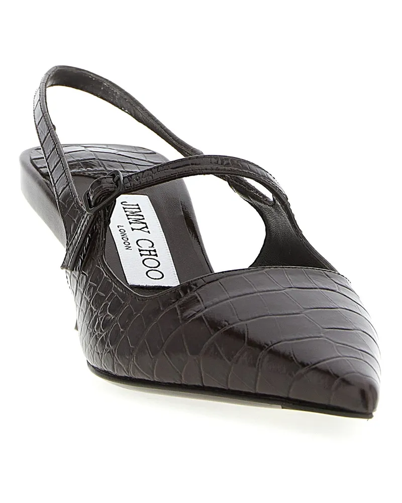 Jimmy Choo Women's Didi Slingback Heel Brown Leather Polyester Spandex Brown