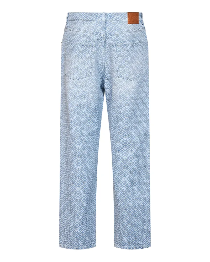 Casablanca Paris Men's Jeans Washed Monogram Light Blue Cotton Blue