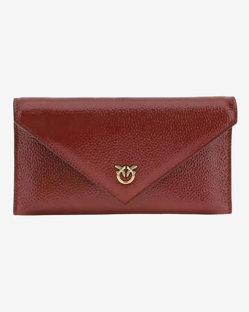 Pinko Women's Small Pouch Bag With Logo Dark Red Leather Shoulder Red
