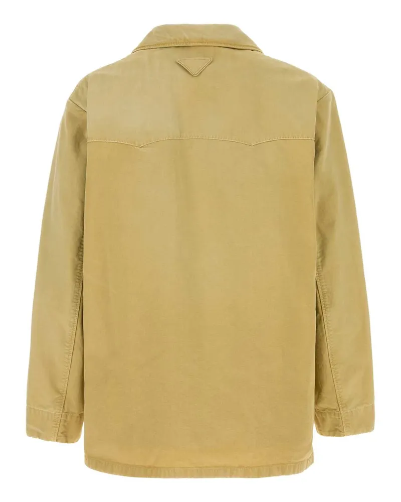 Prada Men's Beige Cotton Jacket Corda Exterior: Giubbini Beige
