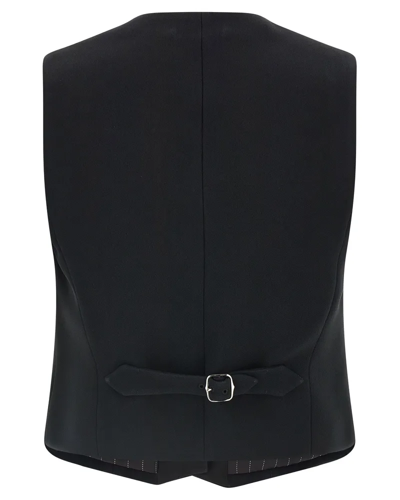 Ermanno Scervino Tuxedo-Inspired Satin Lapel Vest — Black Black