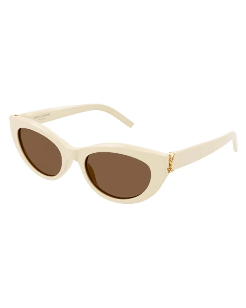 Saint Laurent SLM115 Logo Cat-Eye Frame Sunglasses — Ivory Ivory