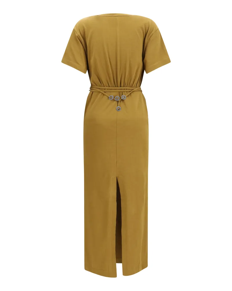 Pinko Women's Midi Dress With A Cut-Out Detailing Bronzo Cotton Bronze