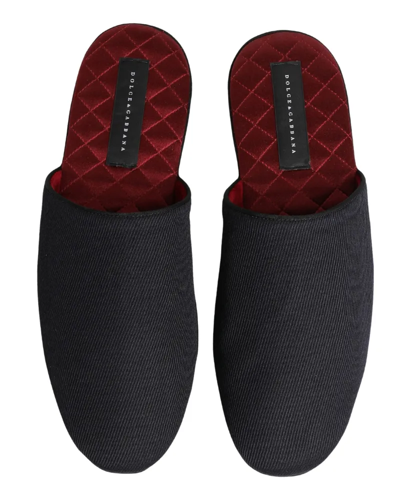 Dolce & Gabbana Men's Wool-Cotton Chevron Slipper Navy Navy