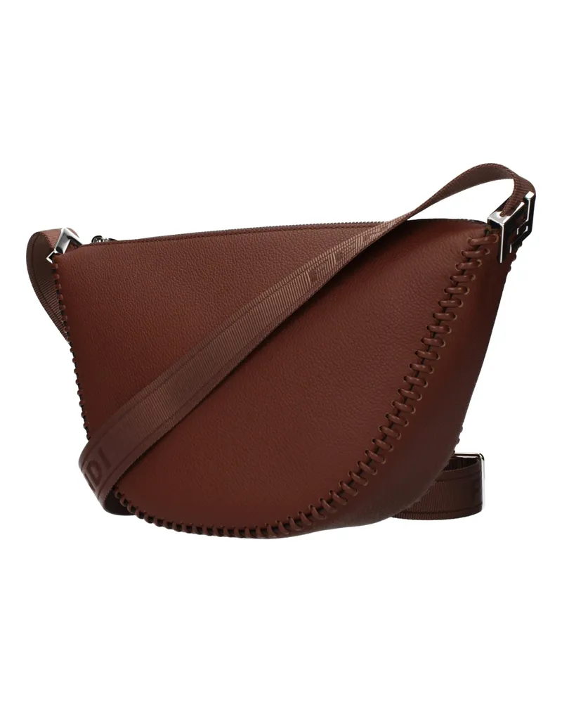 Fendi Women's Brown Leather Crossbody Bag Brown