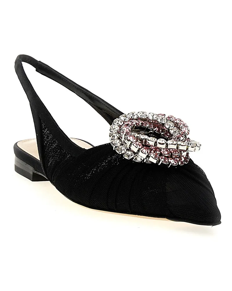 Mach & Mach Galaxy Slingback Flat — Black Black