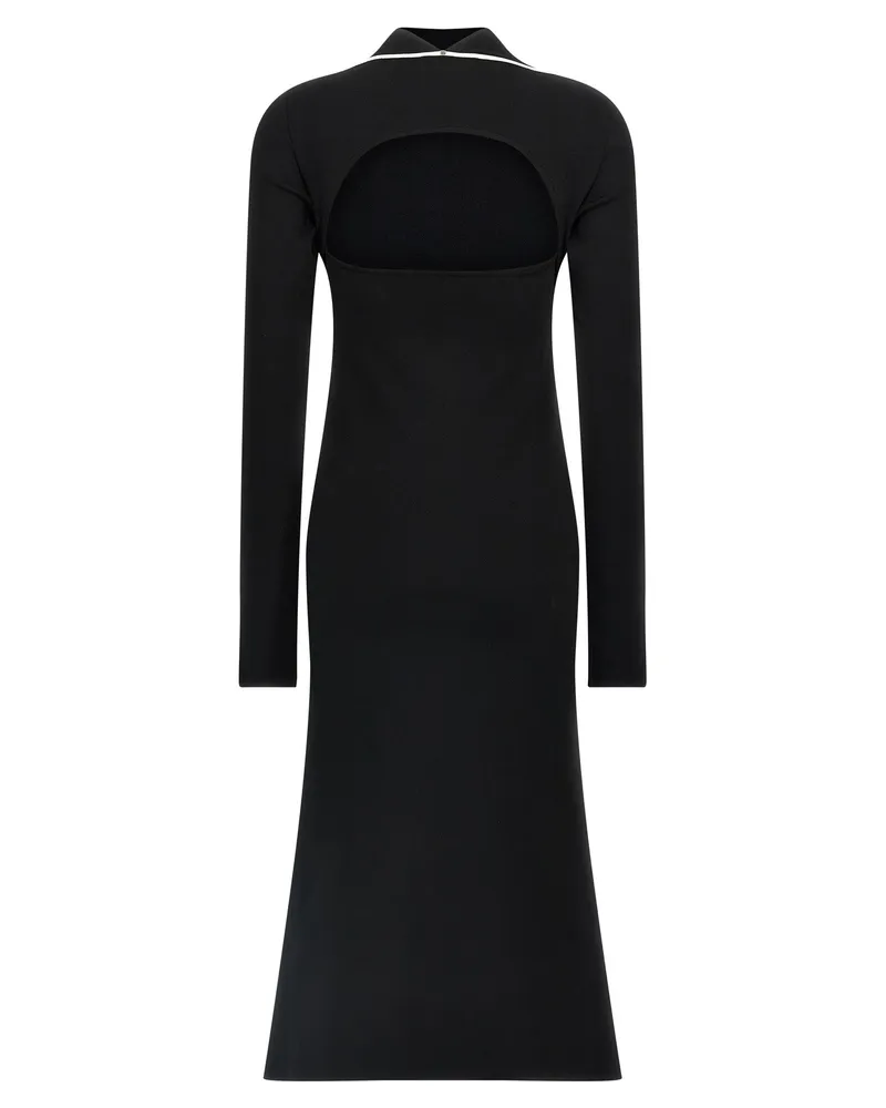 SPORTMAX Women's Bicolor Viscose Midi Dress Black
