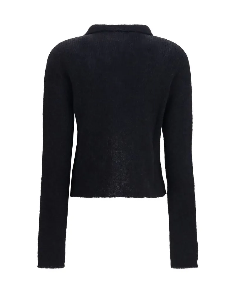 Our Legacy Women Black Alpaca Vicugna Pacos Polo Shirt Black