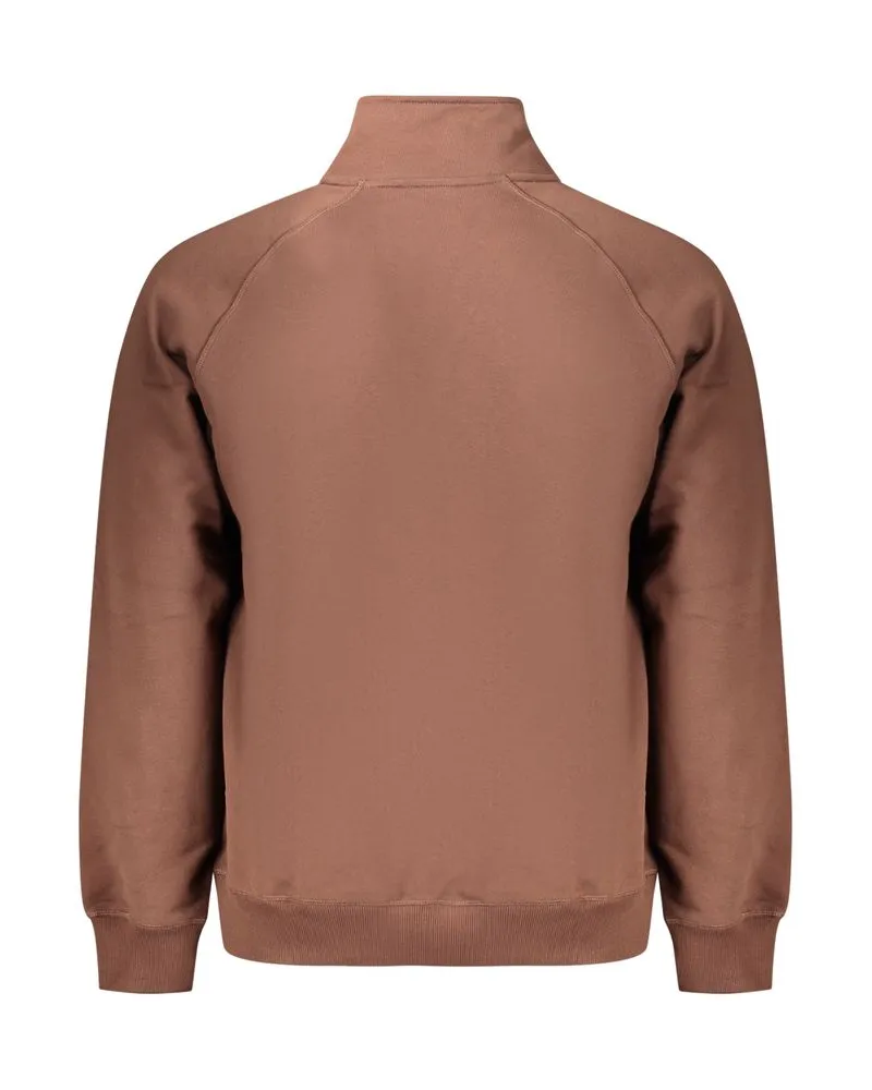 Timberland Half-Zip Cotton Sweatshirt — Brown Brown
