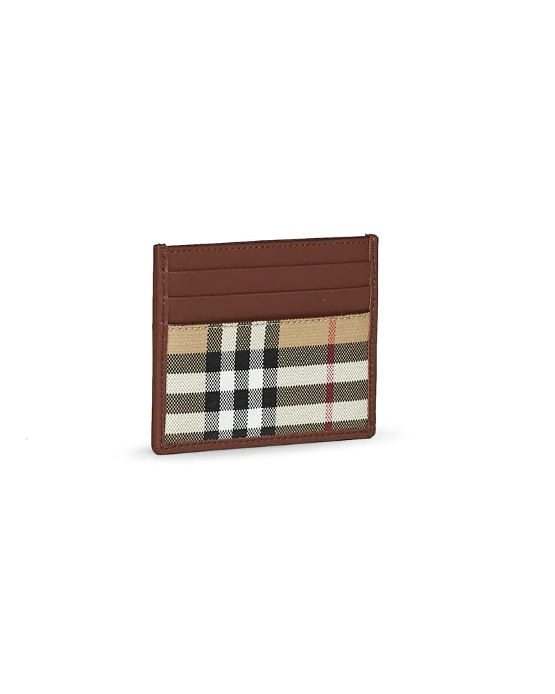 Burberry Men's Credit Card Holder Check Brown Cotton Wallets & Cardholders Brown