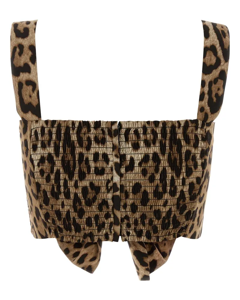 Dolce & Gabbana Women's Printed Poplin Top Leonew Maglie Beige