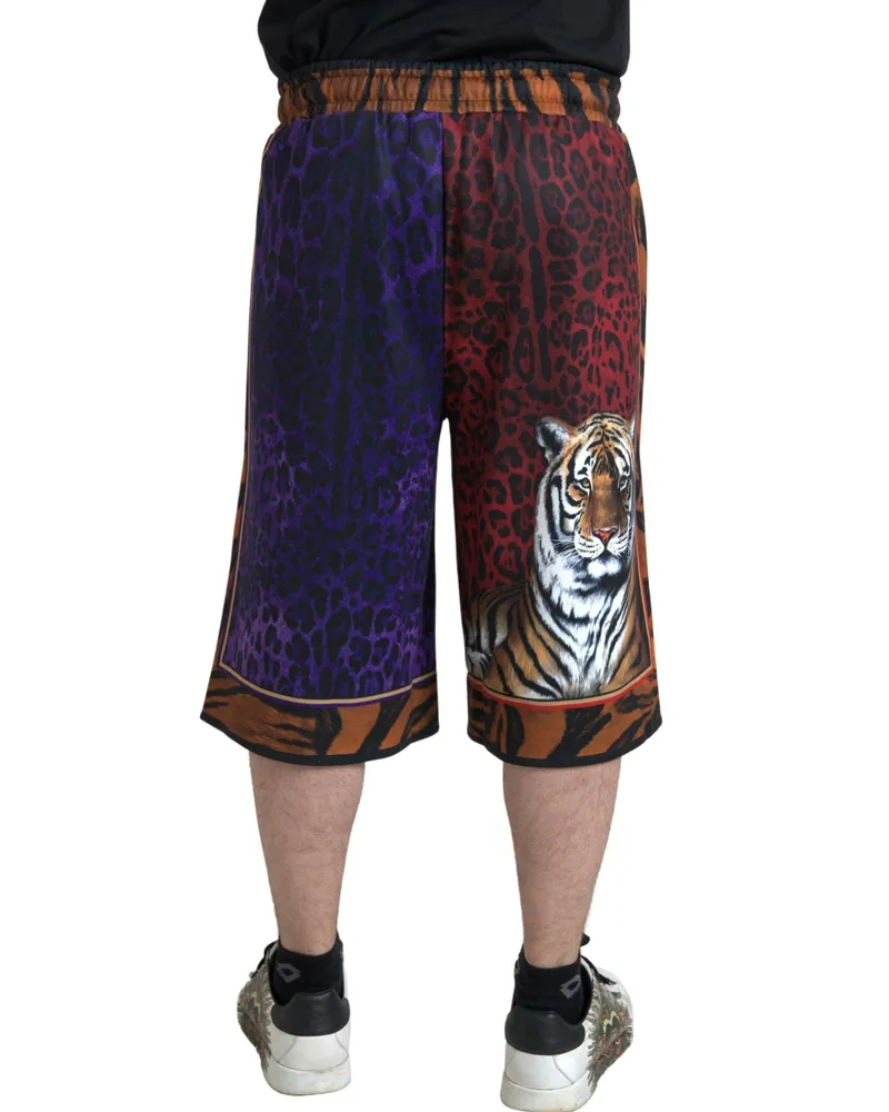 Dolce & Gabbana Multicolor Tiger Print Men Bermuda Shorts Multicolor