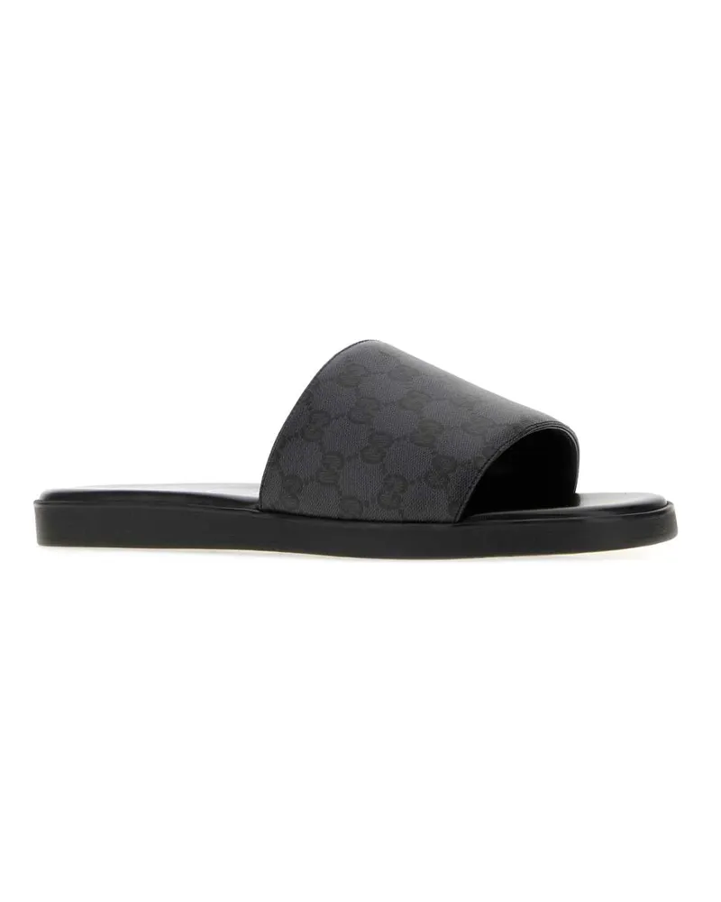 Gucci Men's Gg Canvas Slippers Blackblack Flat Shoes Black