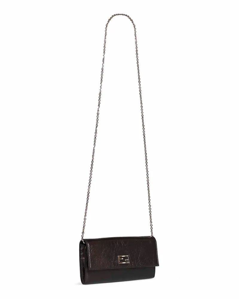 Fendi Baguette Wallet on Chain — Black Black