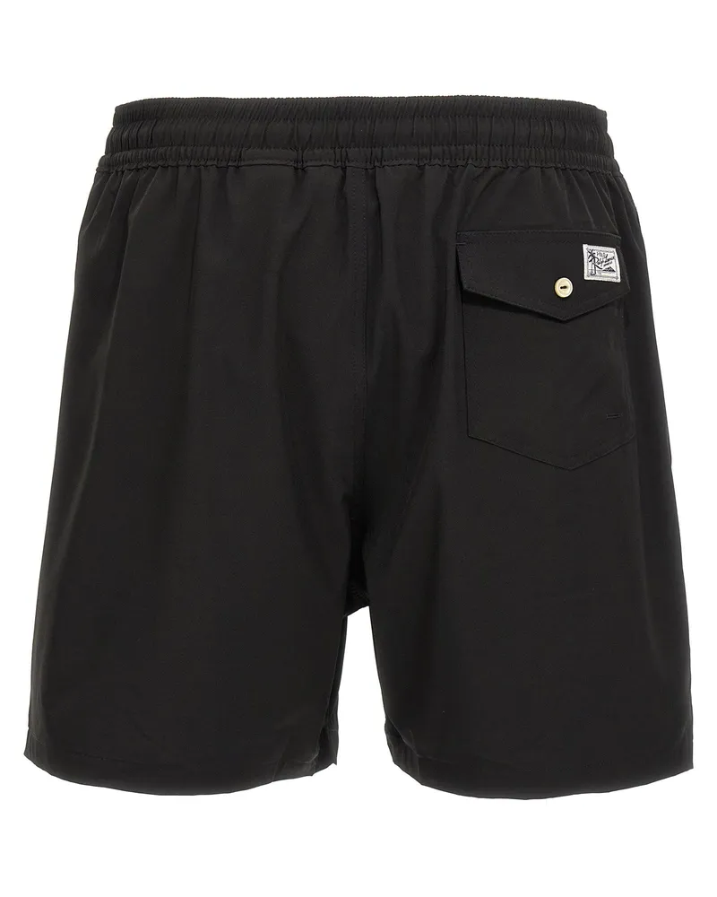 Ralph Lauren Logo-Embroidered Swim Shorts — Black Black