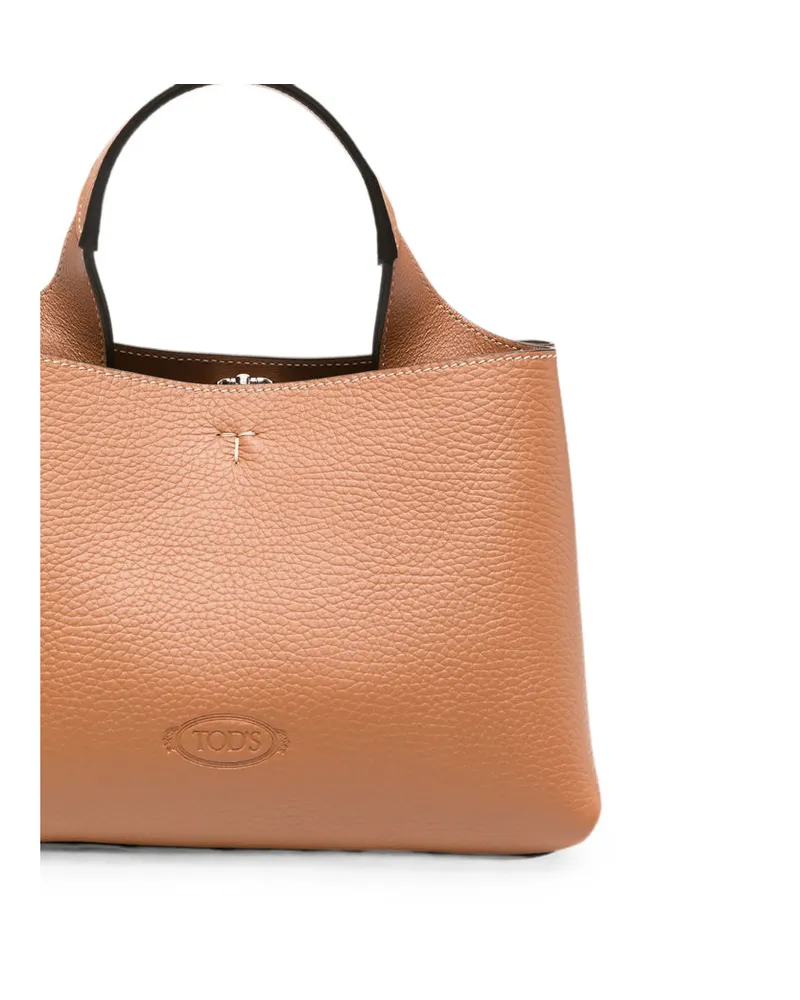 TOD'S Grained Leather Tote Bag — Brown Brown