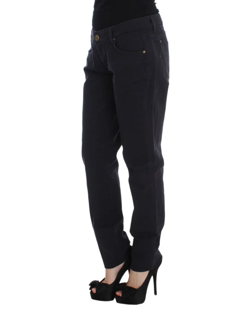 Ermanno Scervino Women Blue Cotton Blend Casual Fit Pants Black