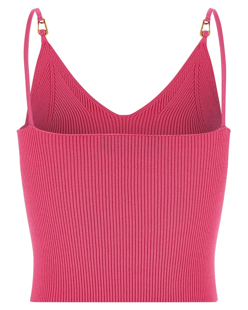 Versace Women's Fuchsia Viscose Sleeveles T-Shirt Pink
