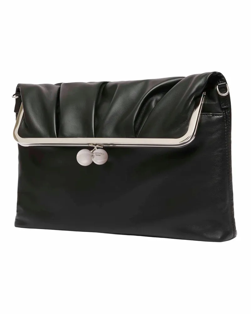 Max Mara Women's Envelope Clutch Pasticcino Black Leather Handbags Hand Bags Black