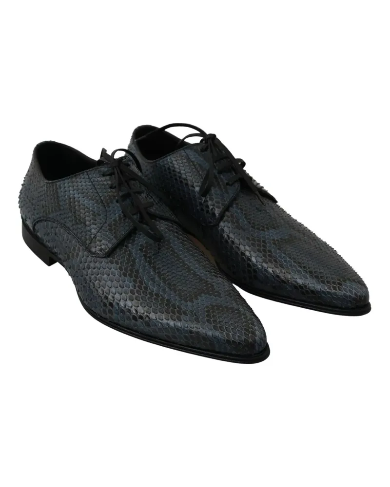 Dolce & Gabbana Python Leather Snakeskin Derby Shoe — Blue Blue