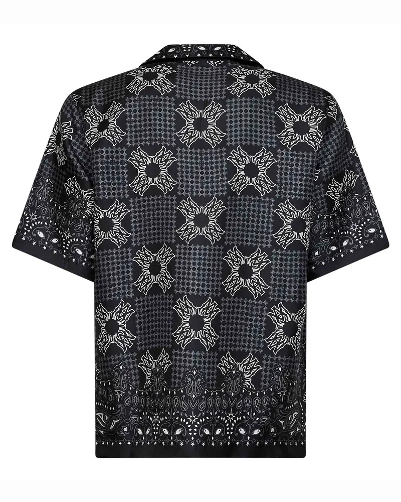 Amiri MA Check Bandana-Print Silk Camp Shirt — Black Black